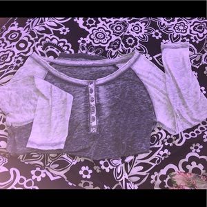 Grey and White Long Sleeve Button-Up